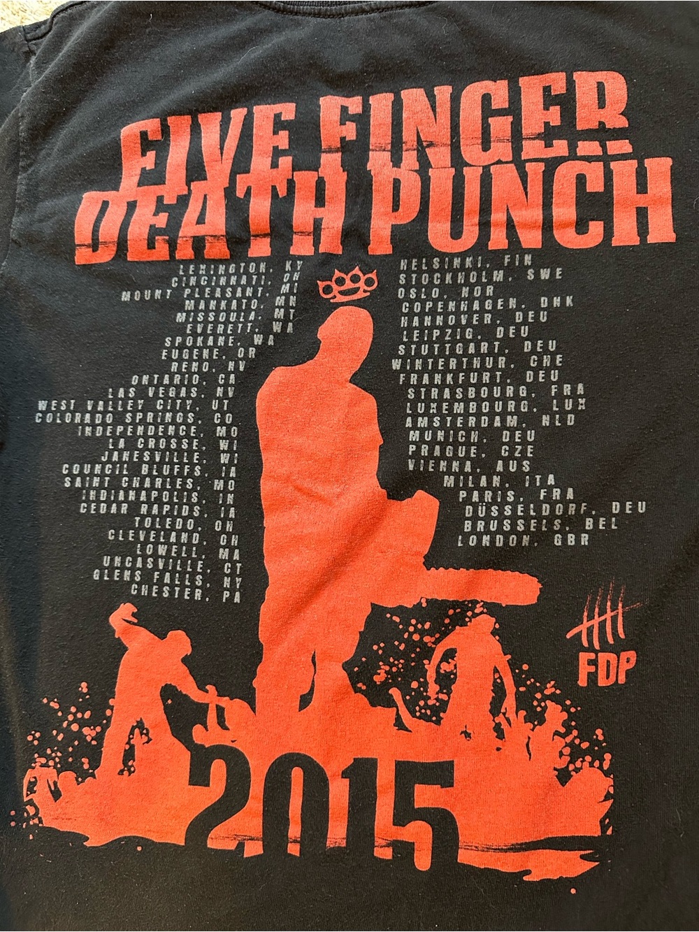 Alstyle Black Five Finger Death Punch 2015 Tour Graphic Tee - Picture 5 of 5
